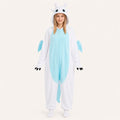Two-Tone Dragon kigurumi onesie in white and sky blue