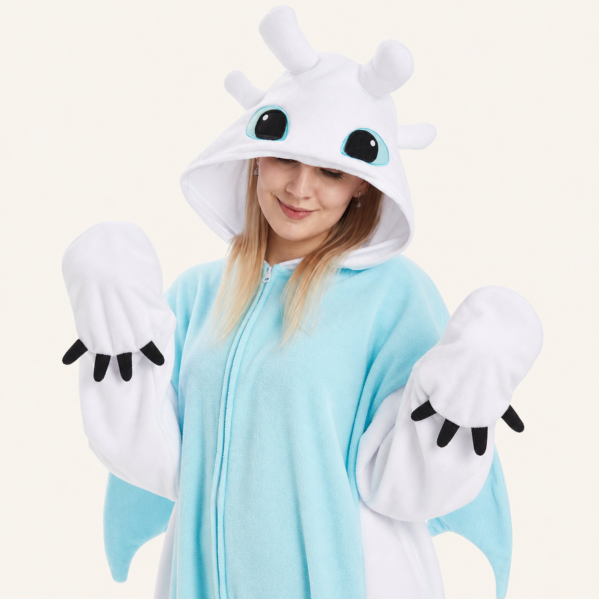Two-Tone Dragon kigurumi onesie character detail