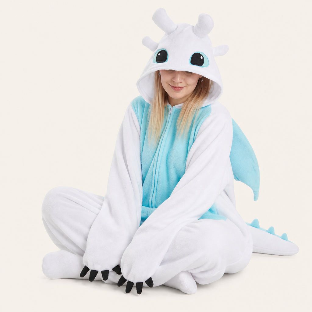 Two-Tone Dragon kigurumi onesie feature details