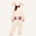 Wide-Eyed Rabbit kigurumi onesie in cream and pink