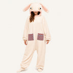 Wide-Eyed Rabbit kigurumi onesie in cream and pink