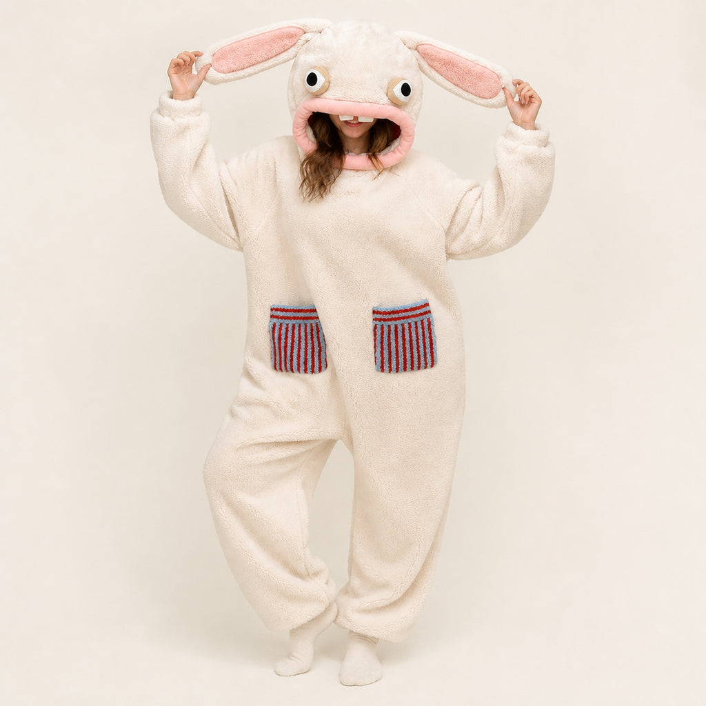Wide-Eyed Rabbit kigurumi onesie dynamic look