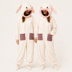 Wide-Eyed Rabbit kigurumi onesie matching colors