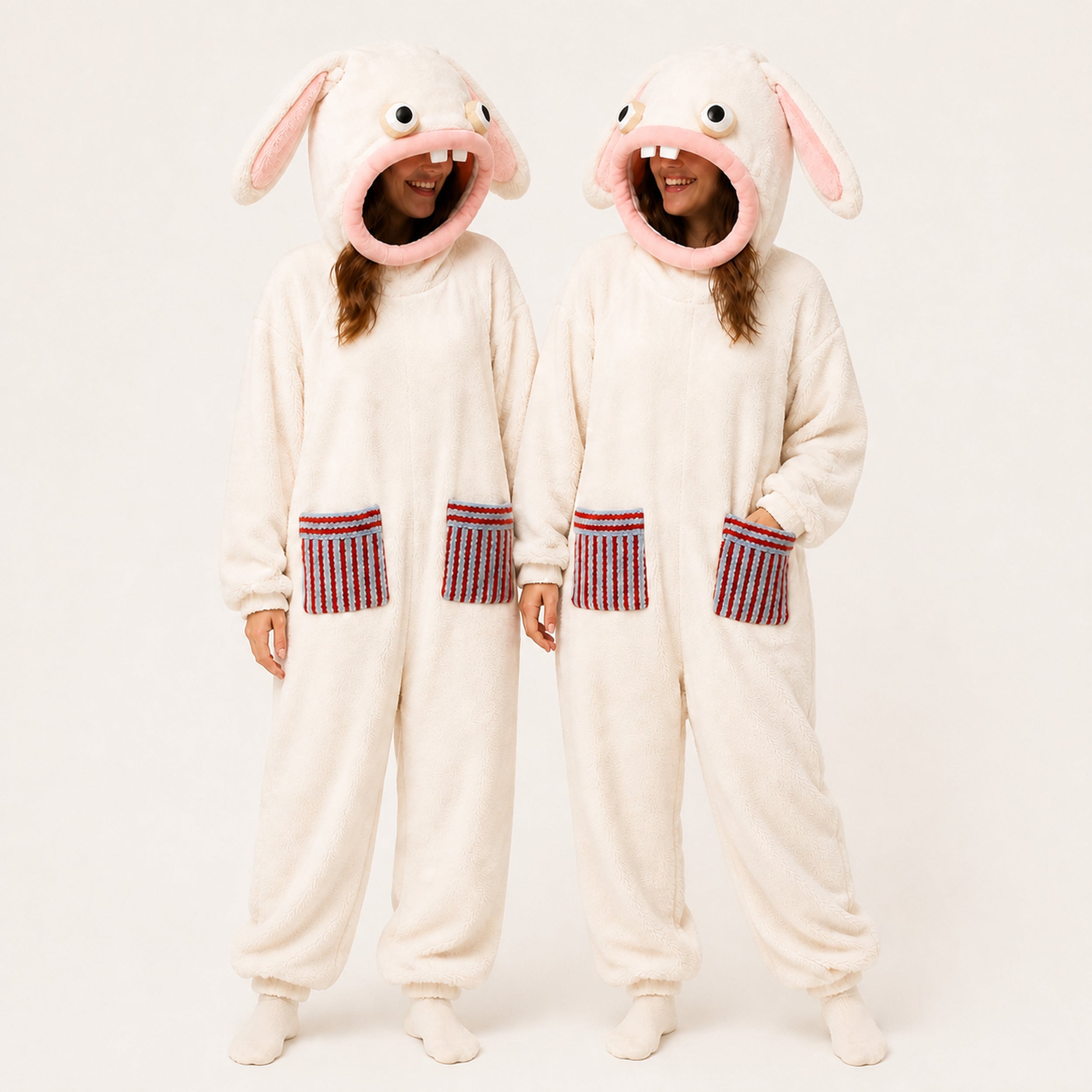 Wide-Eyed Rabbit kigurumi onesie matching colors
