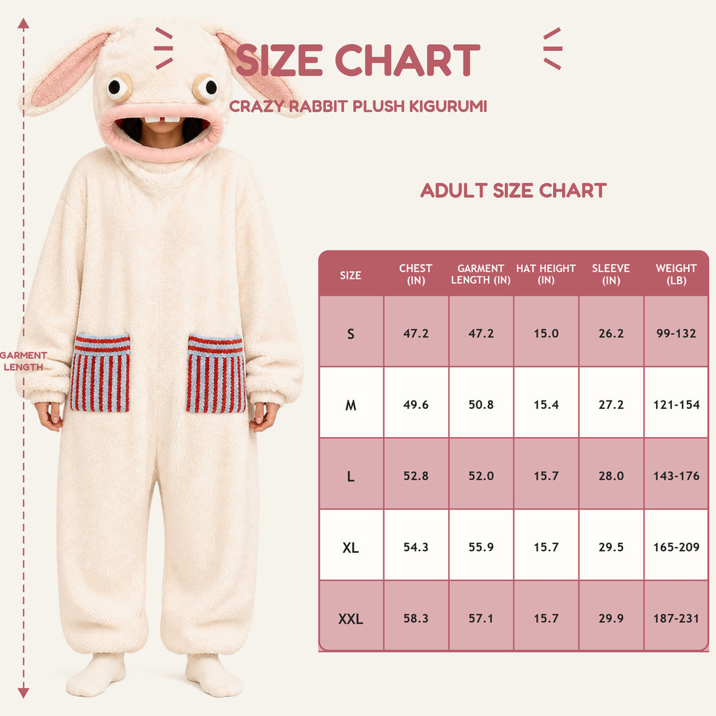 Wide-Eyed Rabbit kigurumi onesie fit reference