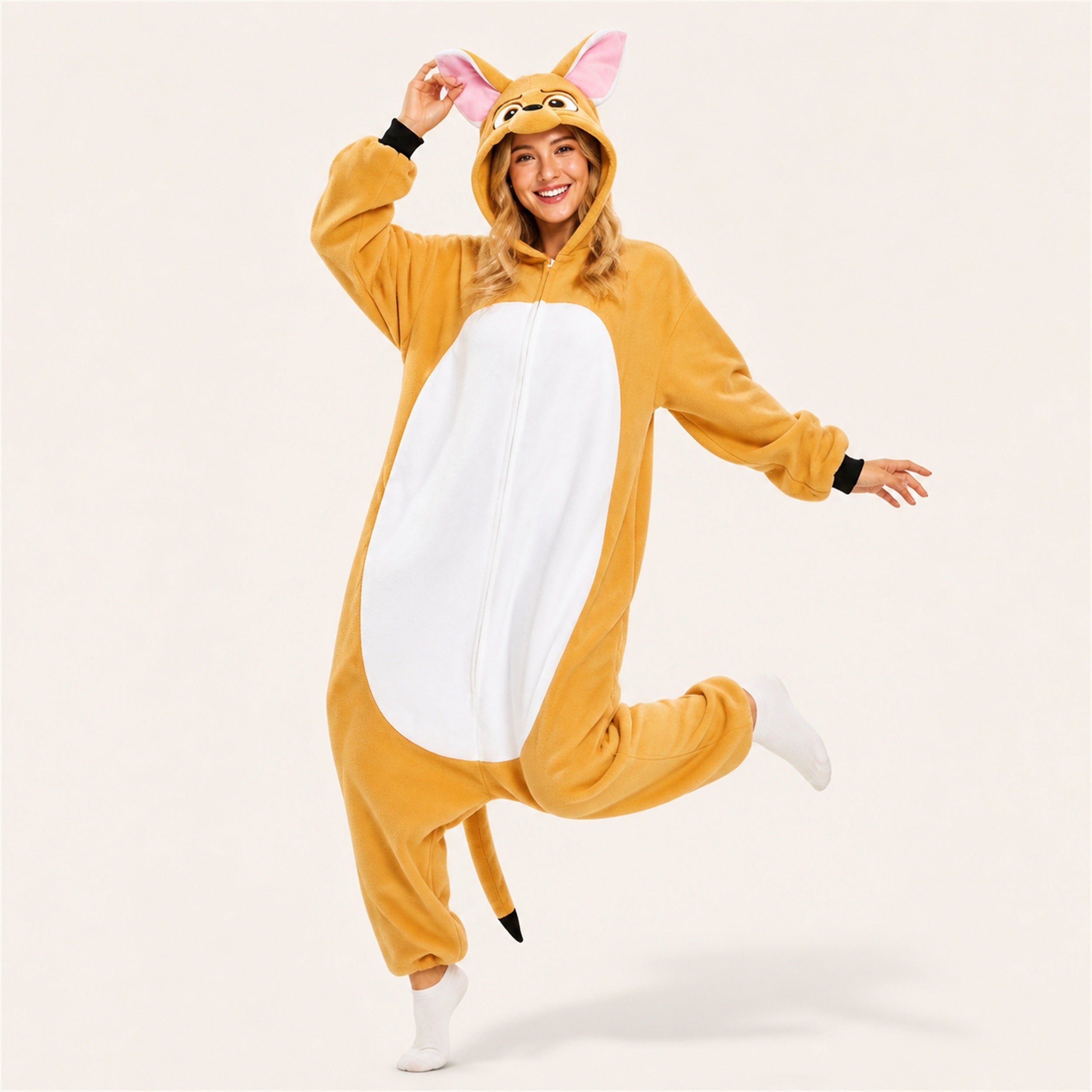 Yellow Cat Kigurumi Onesie - dynamic look