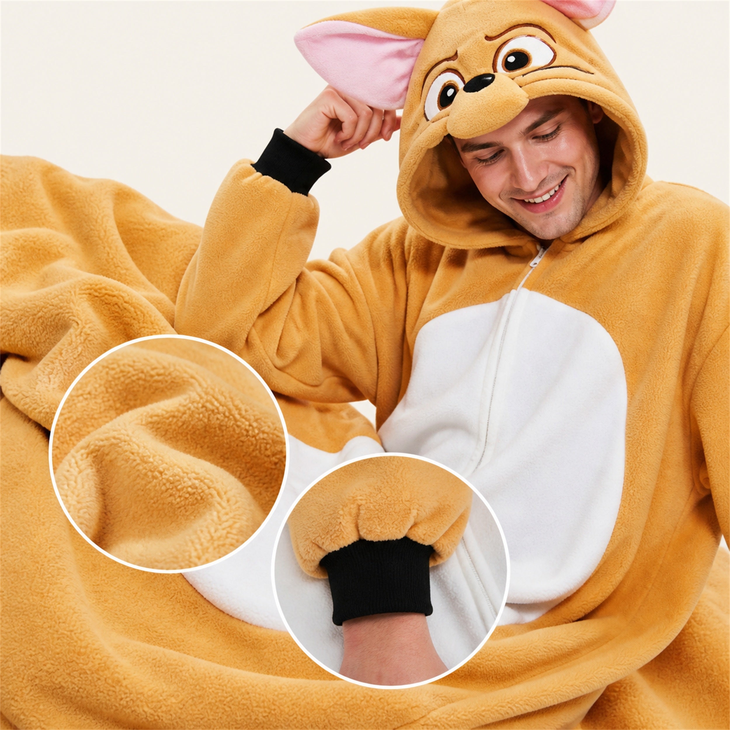 Yellow Cat Kigurumi Onesie - soft texture