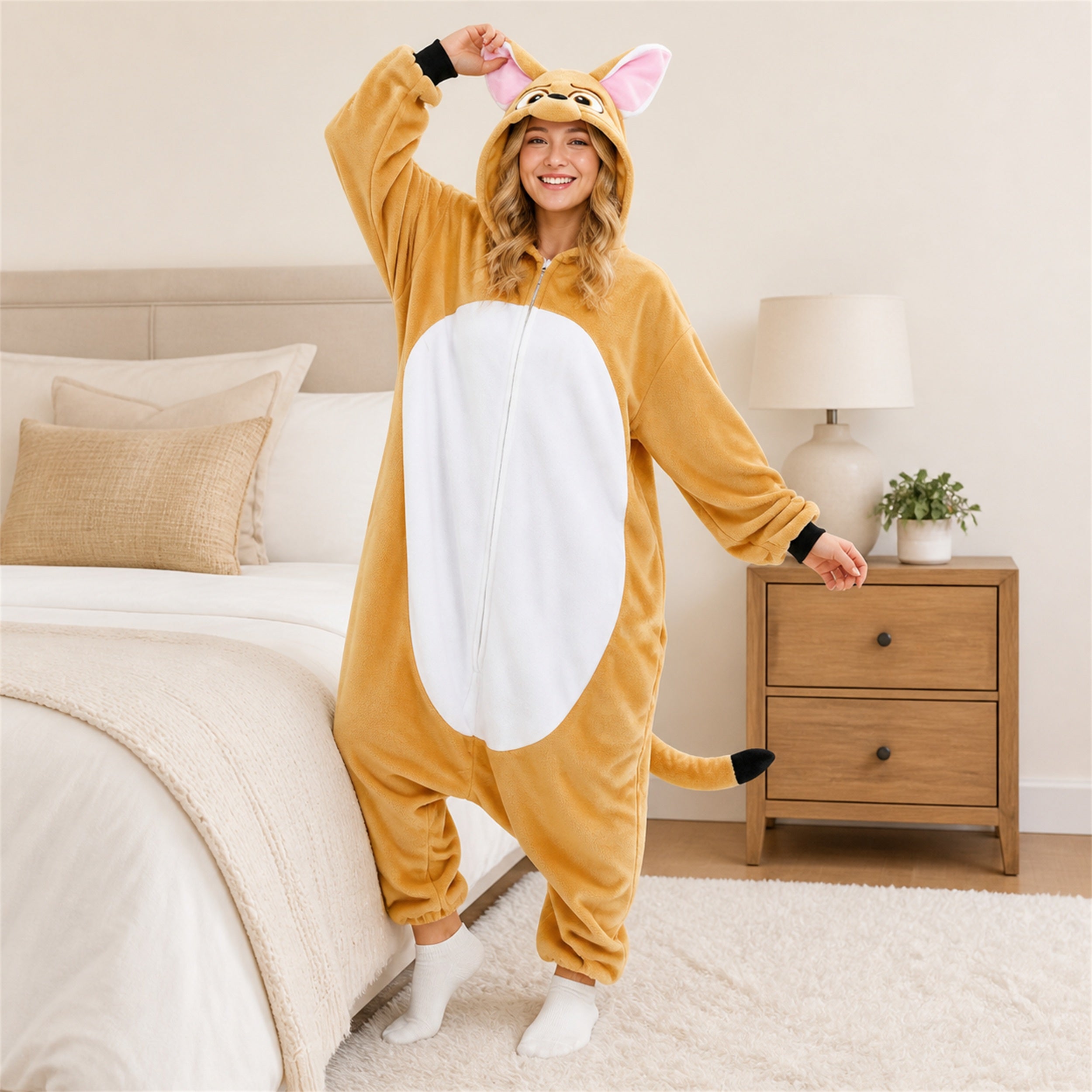 Yellow Cat Kigurumi Onesie - lifestyle