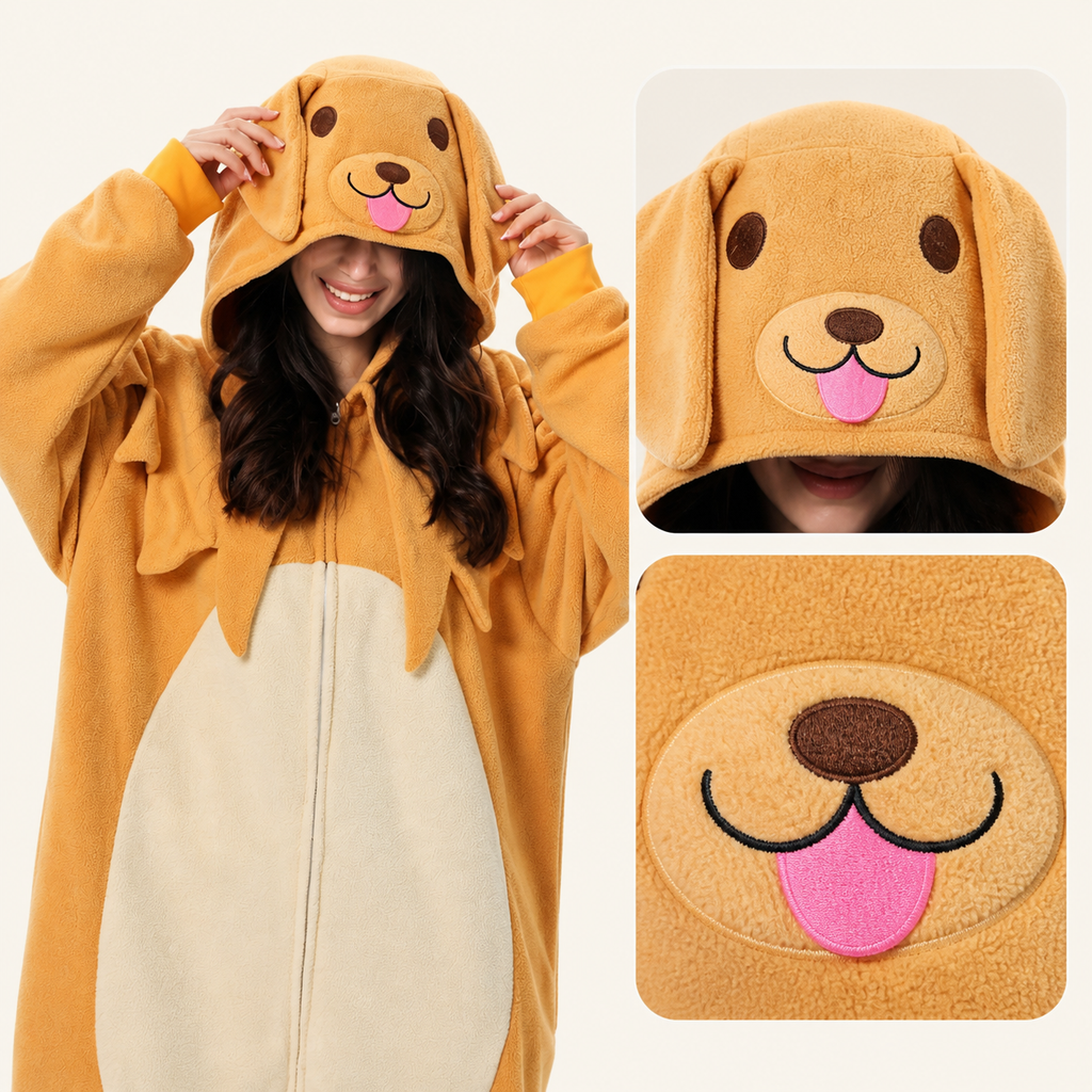 Yellow Dog Kigurumi Onesie - character detail