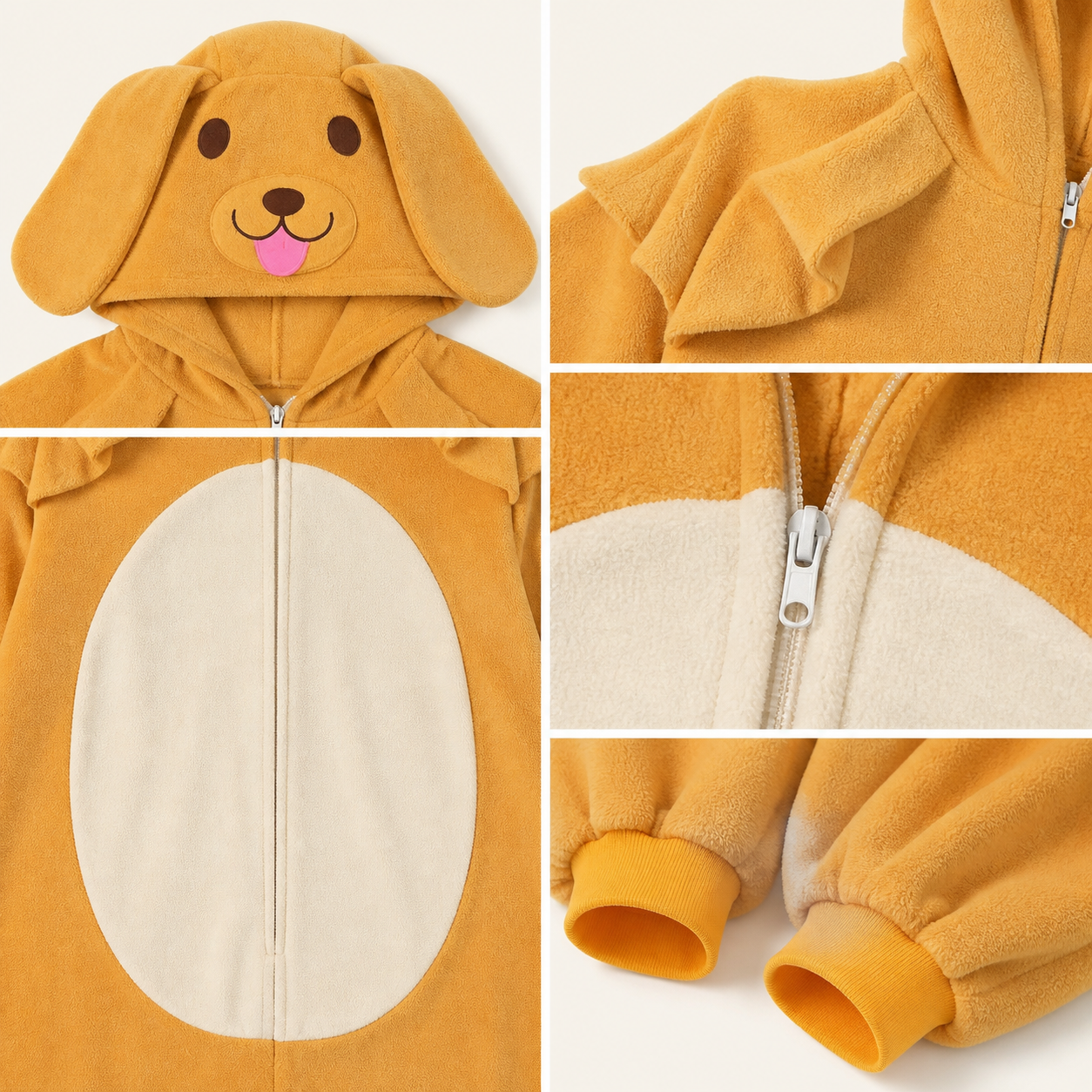 Yellow Dog Kigurumi Onesie - feature details