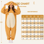 Yellow Dog Kigurumi Onesie - size guide