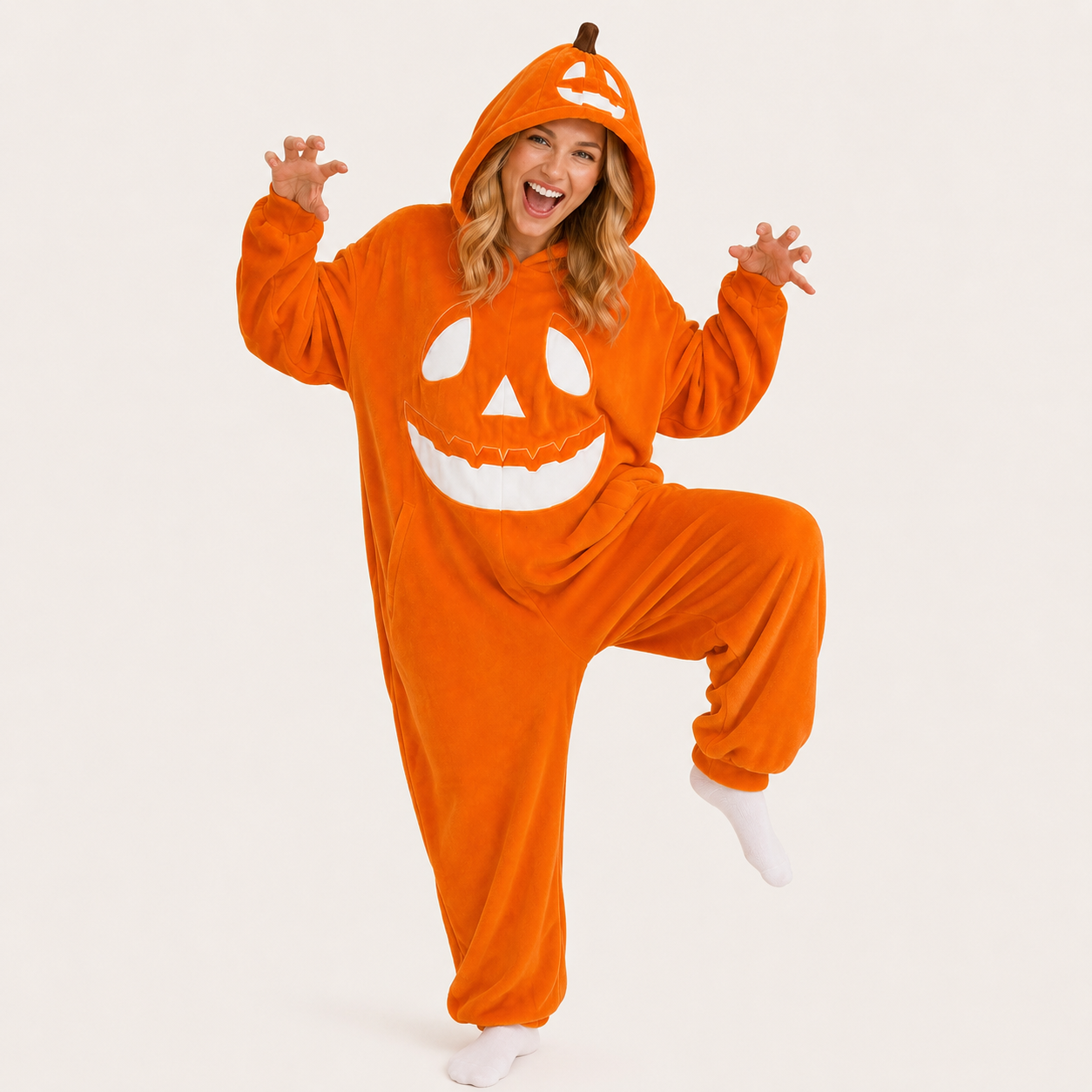 White and Brown Pumpkin Kigurumi Onesie