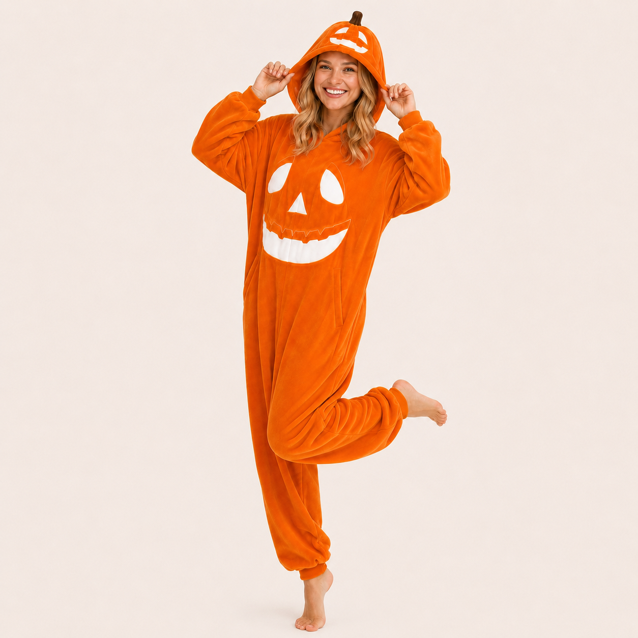 White and Brown Pumpkin Kigurumi Onesie